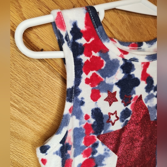 2 Fourth of July shirts 4t girl cat with glasses and tie dye tassle tank top - Picture 3 of 14